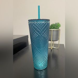Starbucks 2023 Spring Teal Blue Ombre Jeweled Bling Studd Venti Tumbler 24oz Cup
